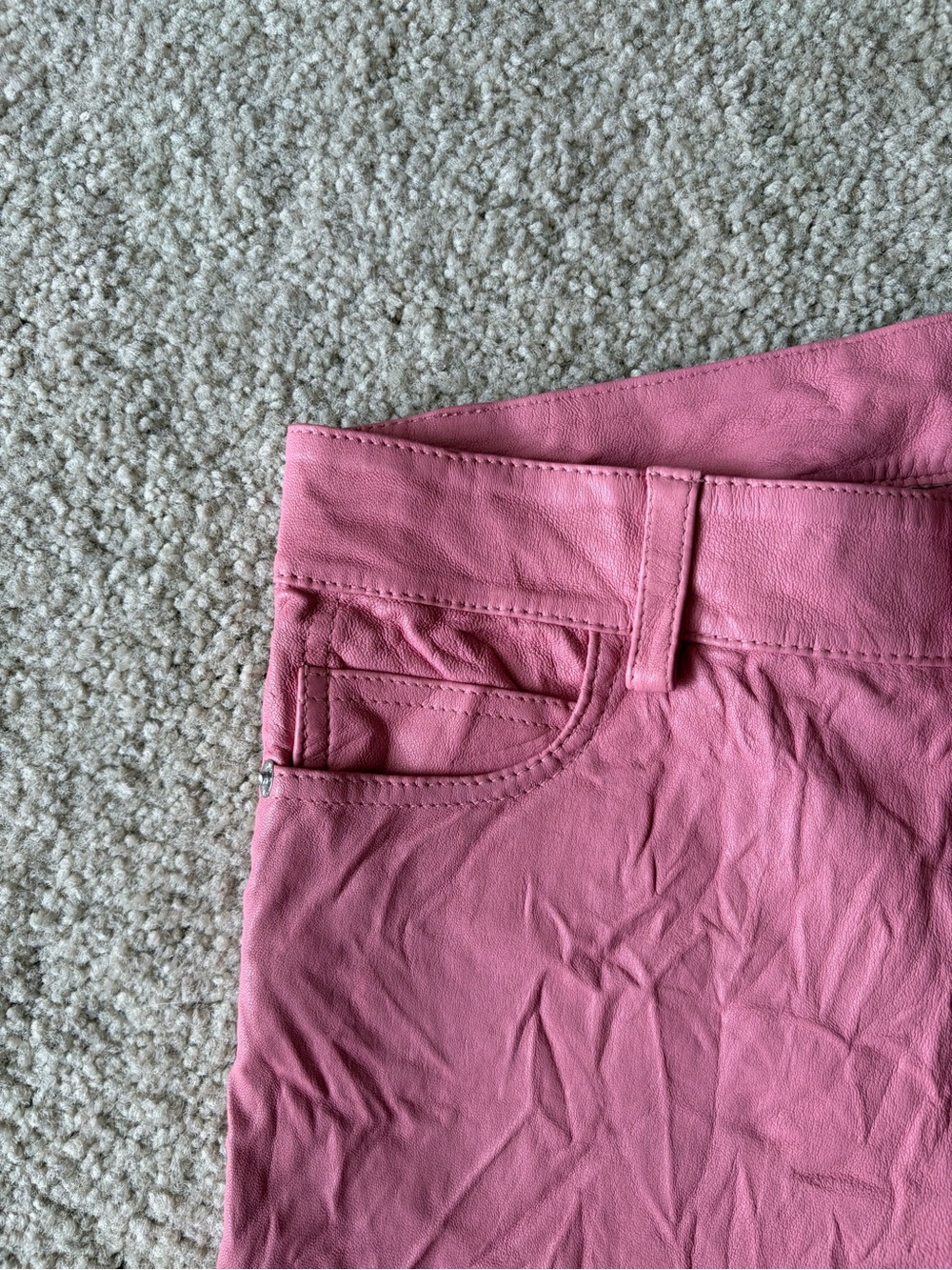 Zadig & Voltaire archive Pink Phlame Crinkled skinny Leather Pants Barbie 29 - Picture 6 of 13
